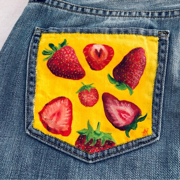 Mossimo, Boyfriend Crop Jeans, Hand-painted Back Pockets, Size 2 - Picture 8 of 14